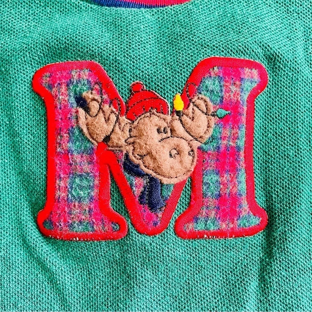 Vintage Holiday Moose Blue and Green Unisex Bodysuit 0-5 Months
